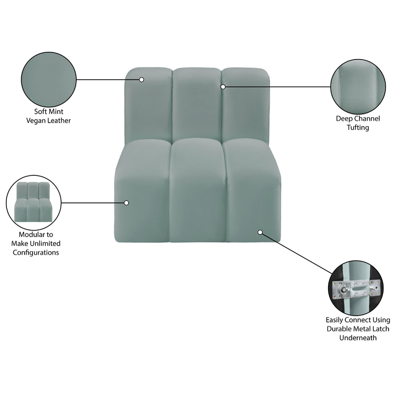 Meridian Arc Mint Green Vegan Leather Straight Chair IMAGE 11