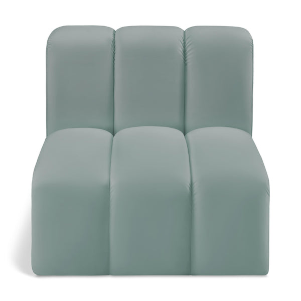 Meridian Arc Mint Green Vegan Leather Straight Chair IMAGE 1