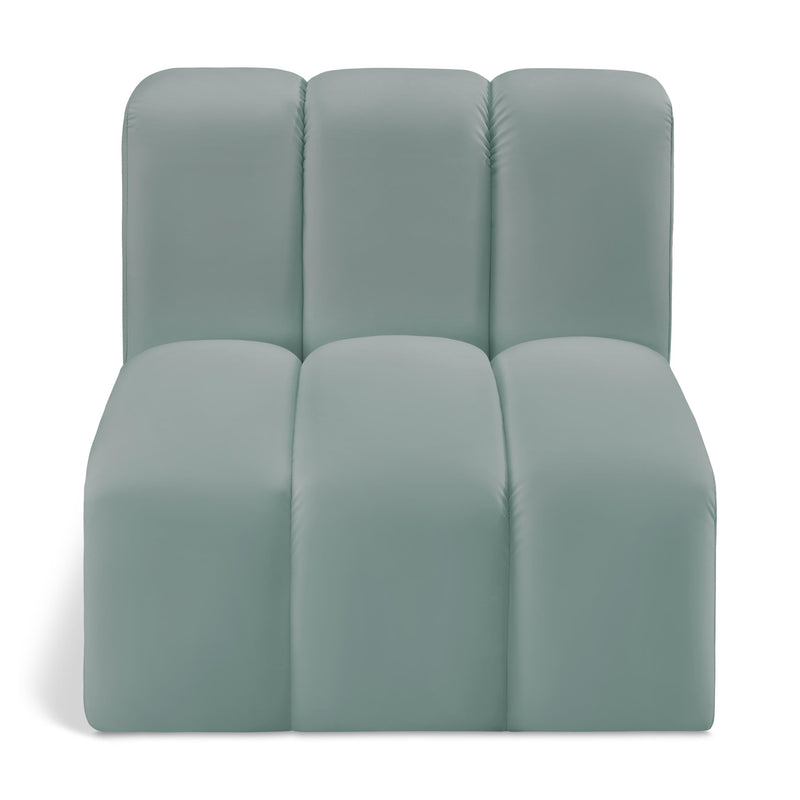 Meridian Arc Mint Green Vegan Leather Straight Chair IMAGE 1