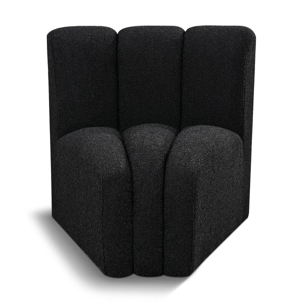 Meridian Arc Black Boucle Fabric Curved Corner IMAGE 1