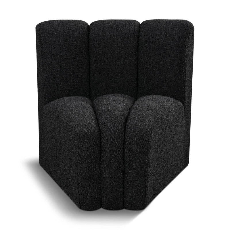 Meridian Arc Black Boucle Fabric Curved Corner IMAGE 1