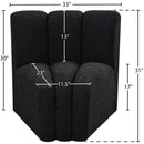 Meridian Arc Black Boucle Fabric Curved Corner IMAGE 7