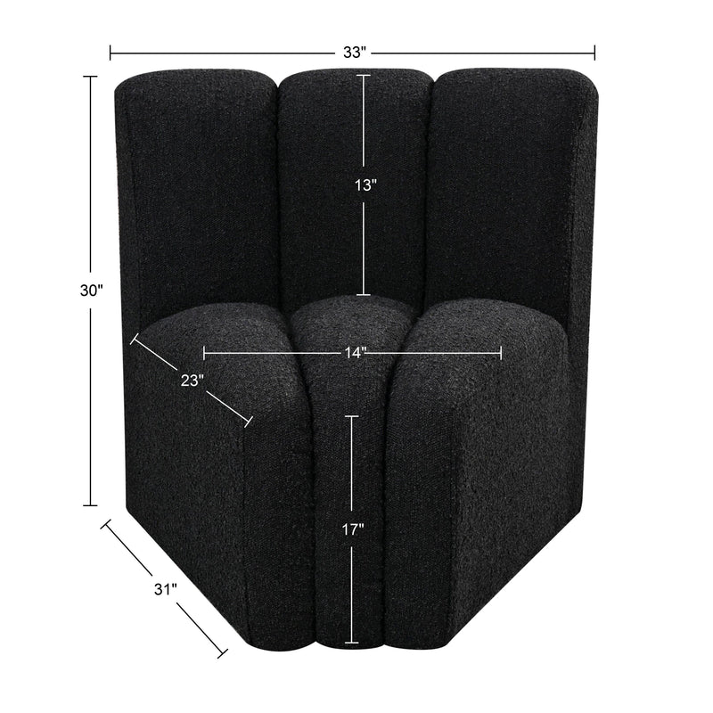 Meridian Arc Black Boucle Fabric Curved Corner IMAGE 8