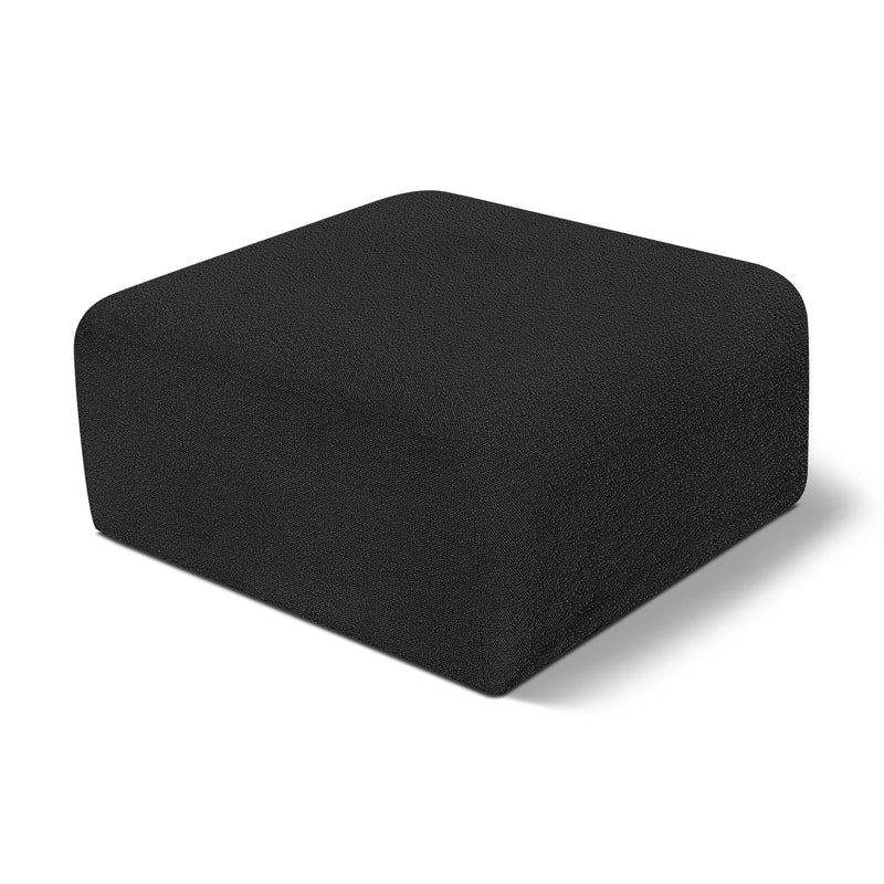Meridian Arc Black Boucle Fabric Ottoman IMAGE 1