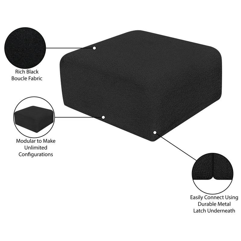 Meridian Arc Black Boucle Fabric Ottoman IMAGE 6
