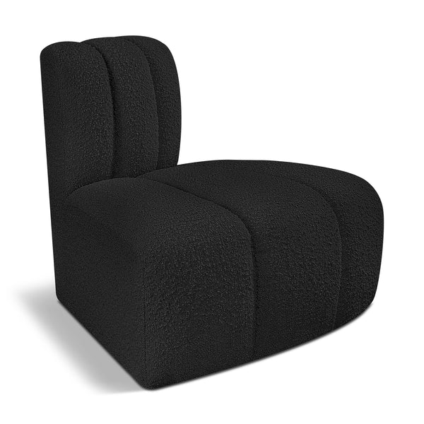 Meridian Arc Black Boucle Fabric Reverse Corner IMAGE 1