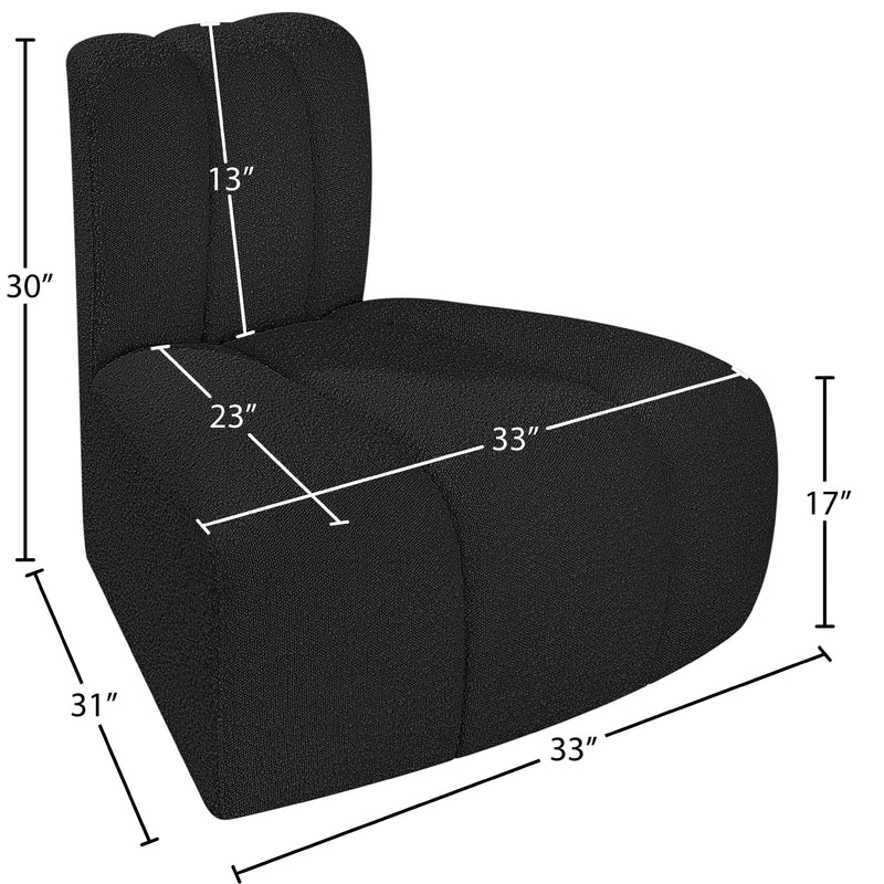 Meridian Arc Black Boucle Fabric Reverse Corner IMAGE 8