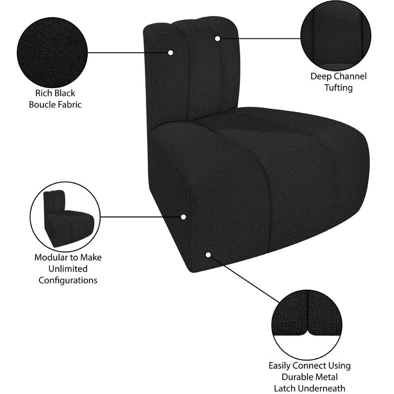 Meridian Arc Black Boucle Fabric Reverse Corner IMAGE 9