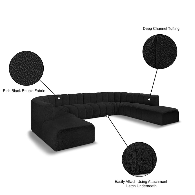 Meridian Arc Black Boucle Fabric 10 pc Modular Sectional IMAGE 10
