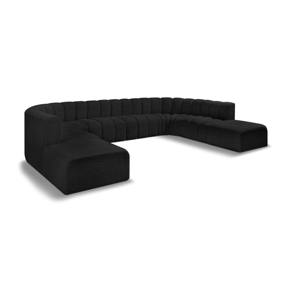 Meridian Arc Black Boucle Fabric 10 pc Modular Sectional IMAGE 1