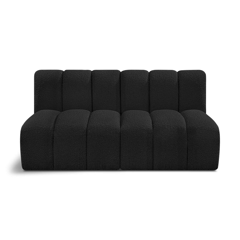 Meridian Arc Black Boucle Fabric 2 pc Modular Sectional IMAGE 1