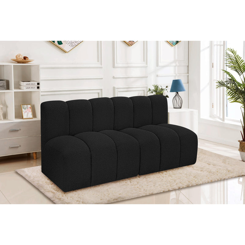Meridian Arc Black Boucle Fabric 2 pc Modular Sectional IMAGE 2