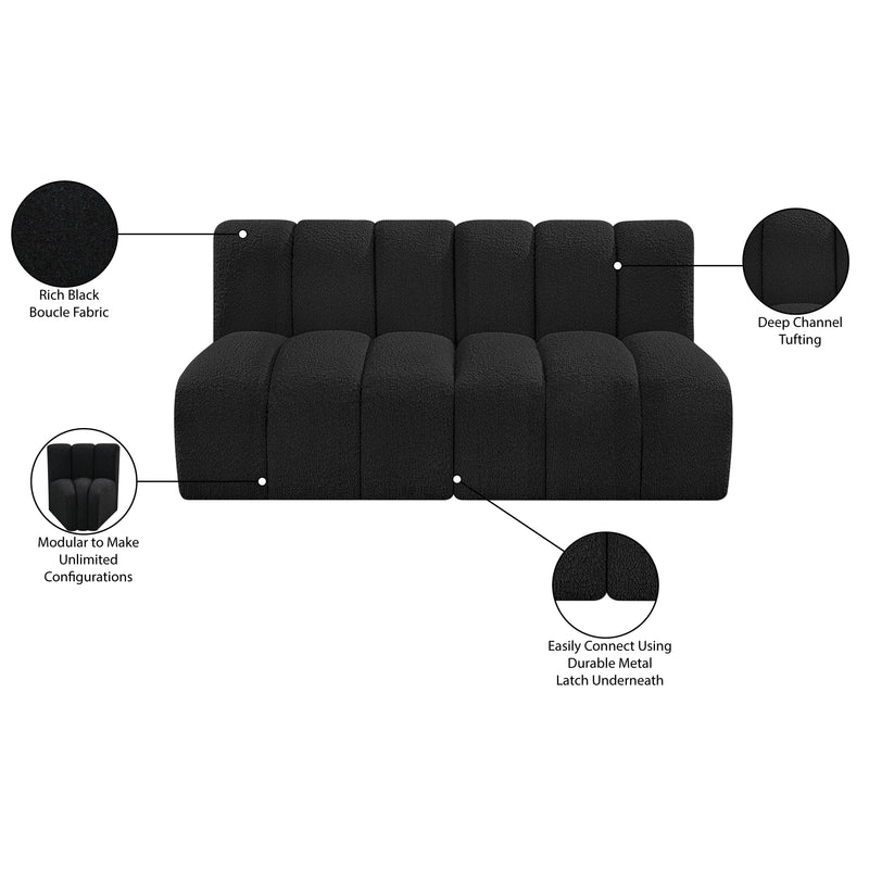 Meridian Arc Black Boucle Fabric 2 pc Modular Sectional IMAGE 9