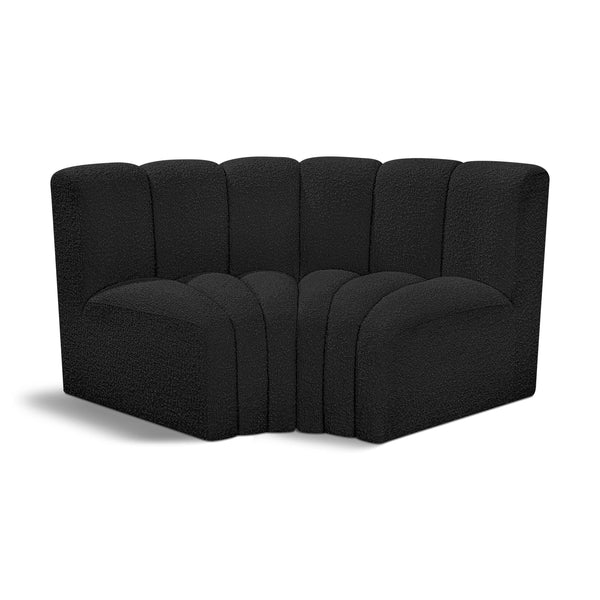 Meridian Arc Black Boucle Fabric 2 pc Modular Sectional IMAGE 1