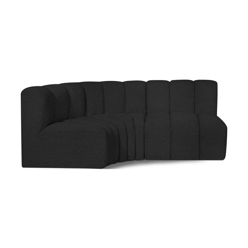 Meridian Arc Black Boucle Fabric 3 pc Modular Sectional IMAGE 1