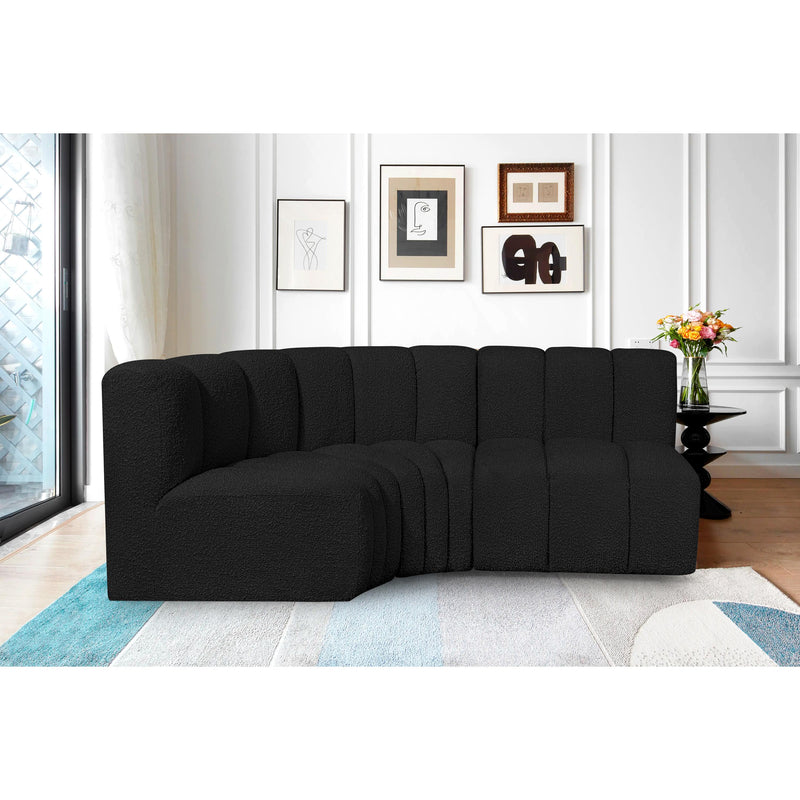 Meridian Arc Black Boucle Fabric 3 pc Modular Sectional IMAGE 2