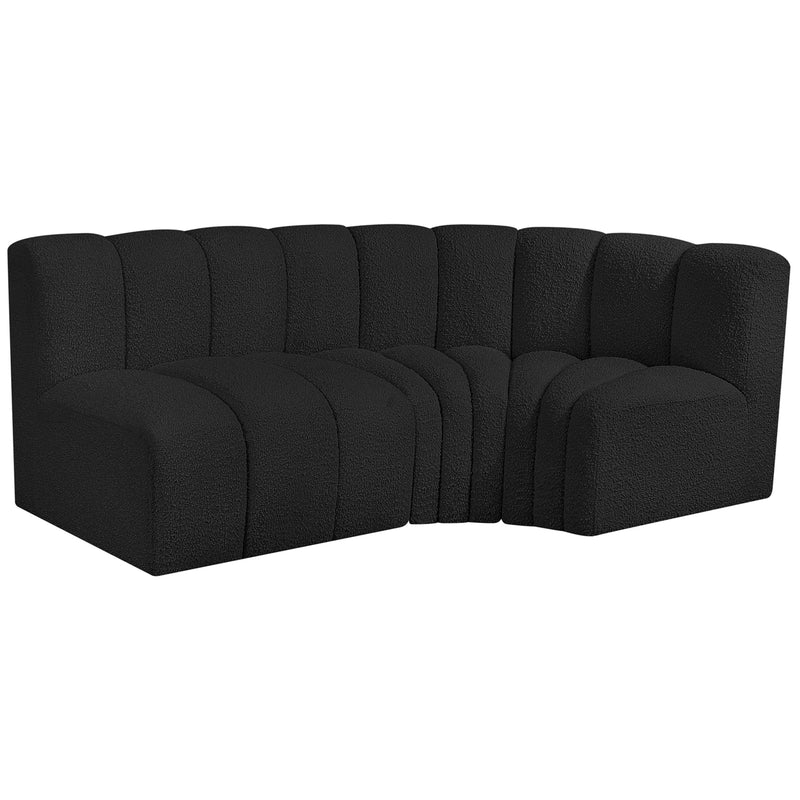 Meridian Arc Black Boucle Fabric 3 pc Modular Sectional IMAGE 4