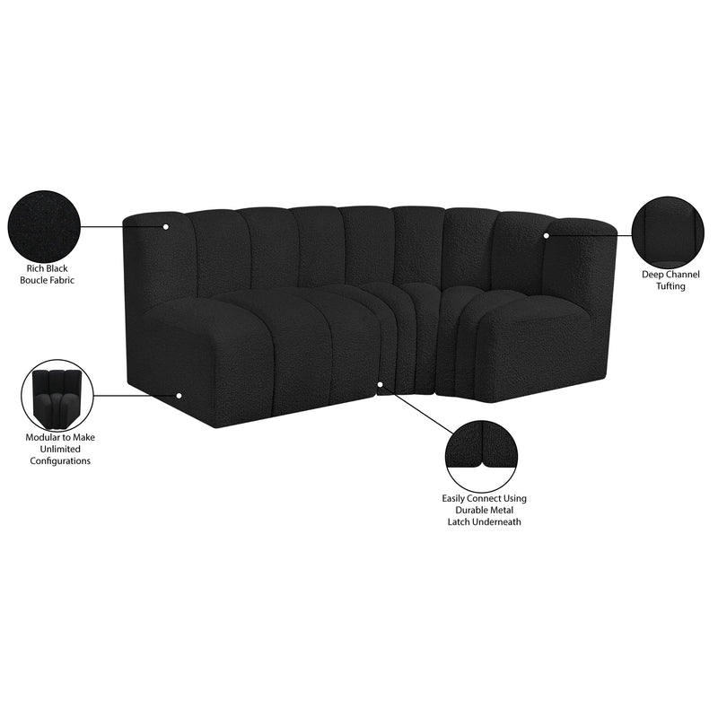 Meridian Arc Black Boucle Fabric 3 pc Modular Sectional IMAGE 8