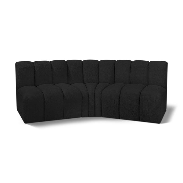 Meridian Arc Black Boucle Fabric 3 pc Modular Sectional IMAGE 1