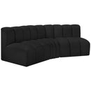 Meridian Arc Black Boucle Fabric 3 pc Modular Sectional IMAGE 5