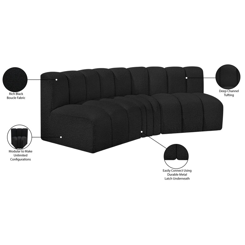 Meridian Arc Black Boucle Fabric 3 pc Modular Sectional IMAGE 7