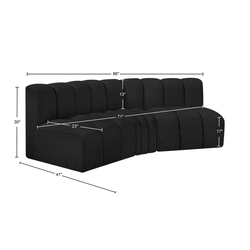 Meridian Arc Black Boucle Fabric 3 pc Modular Sectional IMAGE 8