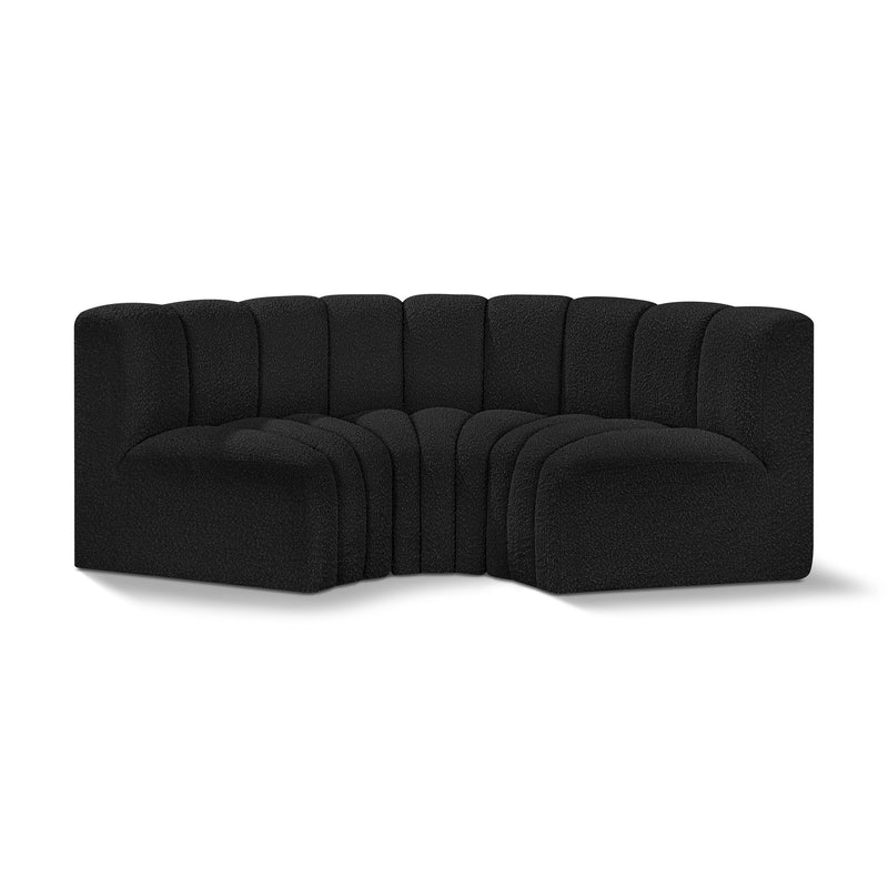 Meridian Arc Black Boucle Fabric 3 pc Modular Sectional IMAGE 1