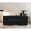 Meridian Arc Black Boucle Fabric 3 pc Modular Sectional IMAGE 2