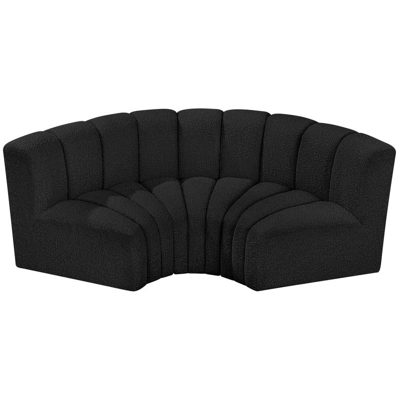 Meridian Arc Black Boucle Fabric 3 pc Modular Sectional IMAGE 4