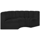 Meridian Arc Black Boucle Fabric 3 pc Modular Sectional IMAGE 5