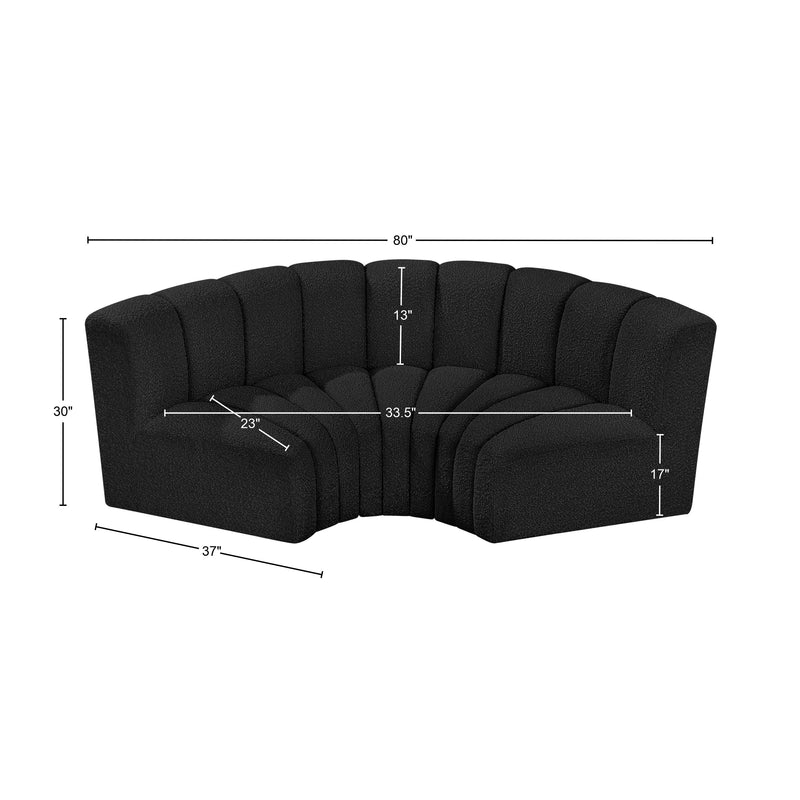 Meridian Arc Black Boucle Fabric 3 pc Modular Sectional IMAGE 9