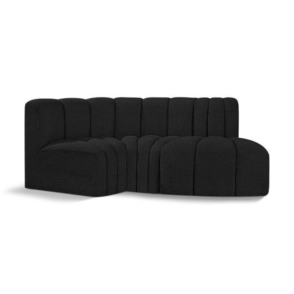 Meridian Arc Black Boucle Fabric 3 pc Modular Sectional IMAGE 1