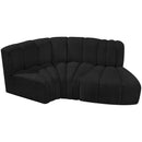Meridian Arc Black Boucle Fabric 3 pc Modular Sectional IMAGE 4