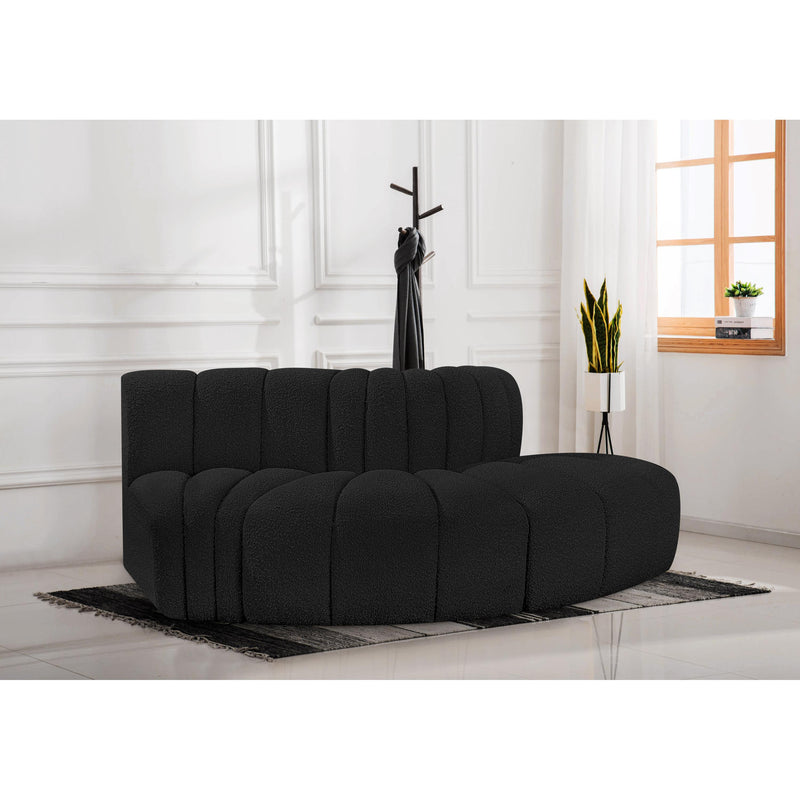 Meridian Arc Black Boucle Fabric 3 pc Modular Sectional IMAGE 2