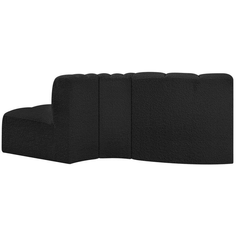 Meridian Arc Black Boucle Fabric 3 pc Modular Sectional IMAGE 3