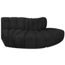 Meridian Arc Black Boucle Fabric 3 pc Modular Sectional IMAGE 4