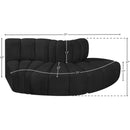 Meridian Arc Black Boucle Fabric 3 pc Modular Sectional IMAGE 6