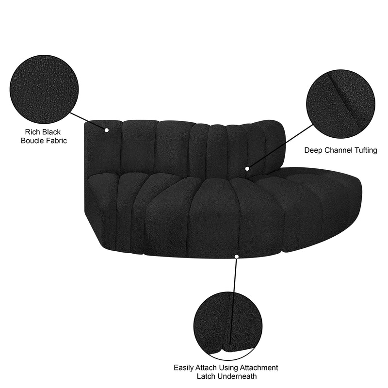Meridian Arc Black Boucle Fabric 3 pc Modular Sectional IMAGE 6