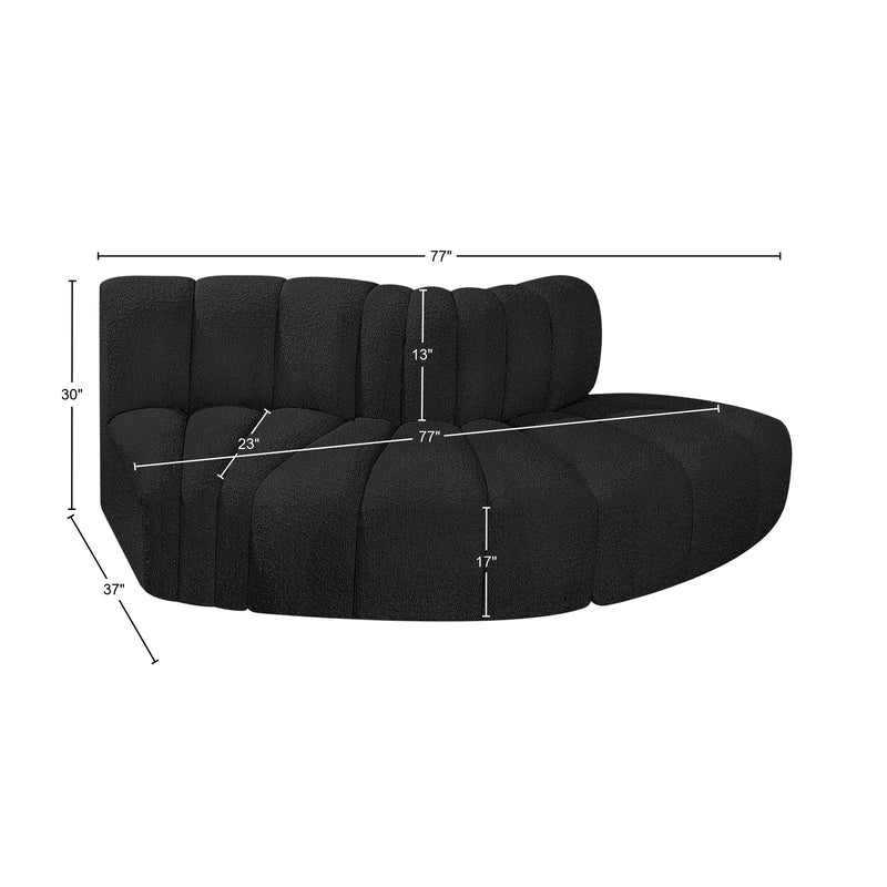 Meridian Arc Black Boucle Fabric 3 pc Modular Sectional IMAGE 7