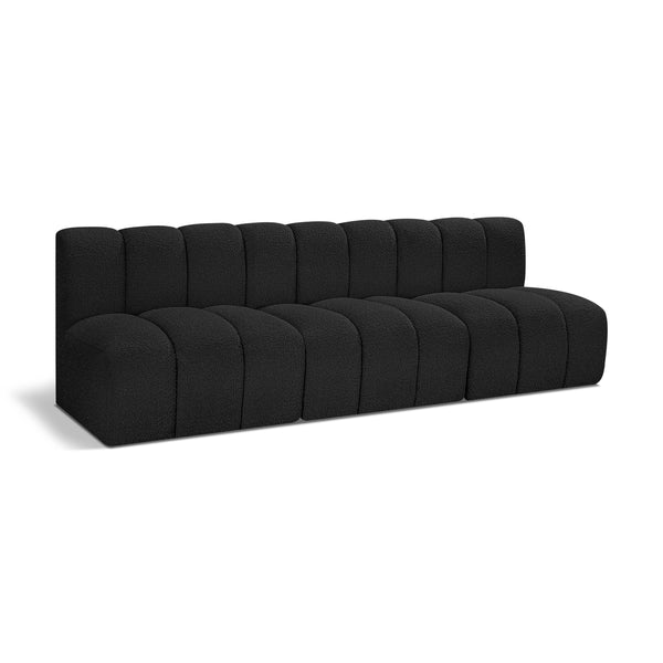 Meridian Arc Black Boucle Fabric 3 pc Modular Sectional IMAGE 1
