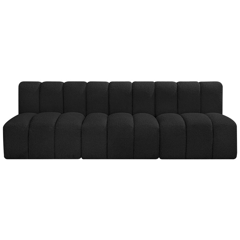 Meridian Arc Black Boucle Fabric 3 pc Modular Sectional IMAGE 4