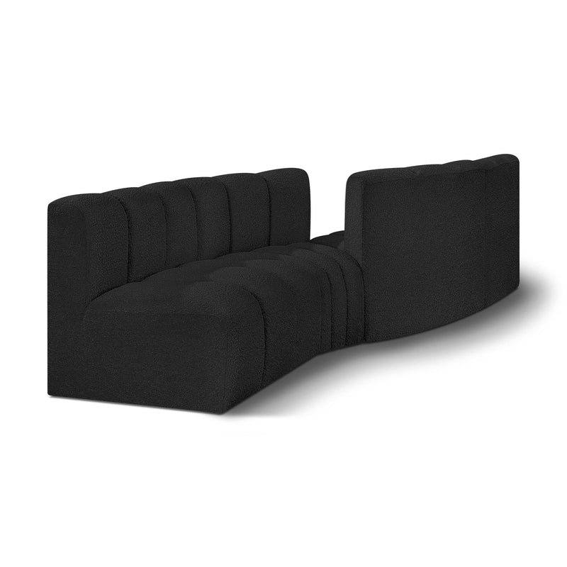 Meridian Arc Black Boucle Fabric 4 pc Modular Sectional IMAGE 1
