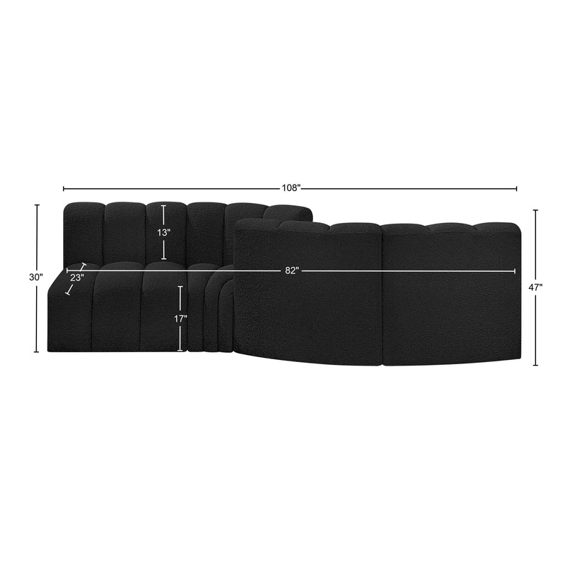 Meridian Arc Black Boucle Fabric 4 pc Modular Sectional IMAGE 8