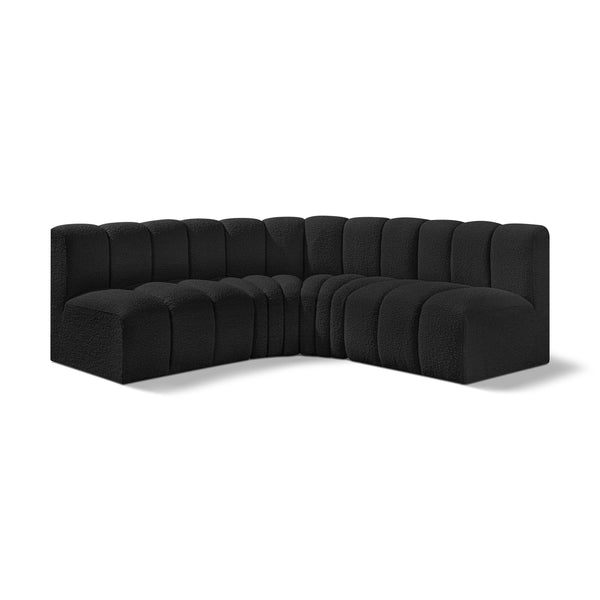 Meridian Arc Black Boucle Fabric 4 pc Modular Sectional IMAGE 1