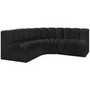 Meridian Arc Black Boucle Fabric 4 pc Modular Sectional IMAGE 4