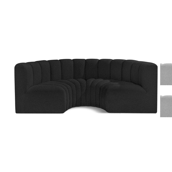 Meridian Arc Black Boucle Fabric 4 pc Modular Sectional IMAGE 1