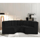 Meridian Arc Black Boucle Fabric 4 pc Modular Sectional IMAGE 2