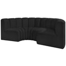 Meridian Arc Black Boucle Fabric 4 pc Modular Sectional IMAGE 4