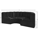 Meridian Arc Black Boucle Fabric 4 pc Modular Sectional IMAGE 8