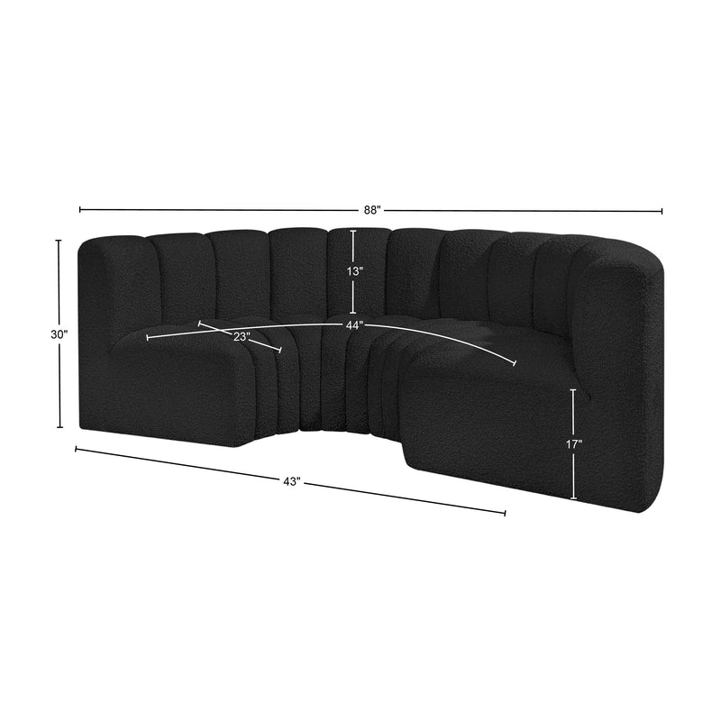 Meridian Arc Black Boucle Fabric 4 pc Modular Sectional IMAGE 9
